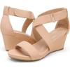 imageDREAM PAIRS Womens Ankle Strap Wedge Sandals Comfortable Open Toe Summer Dress ShoesNudeNubuck
