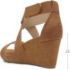 imageDREAM PAIRS Womens Ankle Strap Wedge Sandals Comfortable Open Toe Summer Dress ShoesTanNubuck