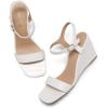 imageDREAM PAIRS Womens Casual Dressy Wedge Sandals Cute Square Toe and Buckle Ankle Strappy Slingback Wedding Shoes