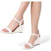 imageDREAM PAIRS Womens Casual Dressy Wedge Sandals Cute Square Toe and Buckle Ankle Strappy Slingback Wedding Shoes