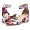 imageDREAM PAIRS Womens Chunkle Low Heel Pump Ankle Strap Dress SandalFloral