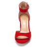 imageDREAM PAIRS Womens Chunkle Low Heel Pump Ankle Strap Dress SandalRed