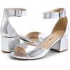 imageDREAM PAIRS Womens Chunkle Low Heel Pump Ankle Strap Dress SandalSilvermetallic