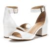 imageDREAM PAIRS Womens Chunkle Low Heel Pump Ankle Strap Dress SandalWhite
