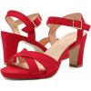imageDREAM PAIRS Womens Chunky Heels Open Toe Ankle Strap Sparkly Heels Pump SandalsRedSuede