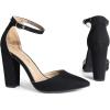imageDREAM PAIRS Womens Coco High Heels Chunky Block Pumps Pointed Closed Toe Ankle Strap Dress ShoesBlackSuede