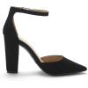 imageDREAM PAIRS Womens Coco High Heels Chunky Block Pumps Pointed Closed Toe Ankle Strap Dress ShoesBlackSuede