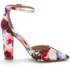 imageDREAM PAIRS Womens Coco High Heels Chunky Block Pumps Pointed Closed Toe Ankle Strap Dress ShoesFloral