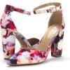 imageDREAM PAIRS Womens Coco High Heels Chunky Block Pumps Pointed Closed Toe Ankle Strap Dress ShoesFloral