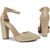 imageDREAM PAIRS Womens Coco High Heels Chunky Block Pumps Pointed Closed Toe Ankle Strap Dress ShoesGoldGlitter
