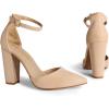 imageDREAM PAIRS Womens Coco High Heels Chunky Block Pumps Pointed Closed Toe Ankle Strap Dress ShoesNude