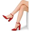 imageDREAM PAIRS Womens Coco High Heels Chunky Block Pumps Pointed Closed Toe Ankle Strap Dress ShoesRedSuede