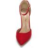 imageDREAM PAIRS Womens Coco High Heels Chunky Block Pumps Pointed Closed Toe Ankle Strap Dress ShoesRedSuede