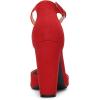 imageDREAM PAIRS Womens Coco High Heels Chunky Block Pumps Pointed Closed Toe Ankle Strap Dress ShoesRedSuede