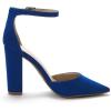 imageDREAM PAIRS Womens Coco High Heels Chunky Block Pumps Pointed Closed Toe Ankle Strap Dress ShoesRoyalBlue