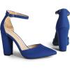 imageDREAM PAIRS Womens Coco High Heels Chunky Block Pumps Pointed Closed Toe Ankle Strap Dress ShoesRoyalBlue