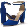 imageDREAM PAIRS Womens Coco High Heels Chunky Block Pumps Pointed Closed Toe Ankle Strap Dress ShoesRoyalBlue
