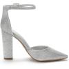imageDREAM PAIRS Womens Coco High Heels Chunky Block Pumps Pointed Closed Toe Ankle Strap Dress ShoesSilverGlitter