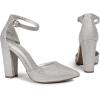 imageDREAM PAIRS Womens Coco High Heels Chunky Block Pumps Pointed Closed Toe Ankle Strap Dress ShoesSilverGlitter