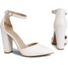 imageDREAM PAIRS Womens Coco High Heels Chunky Block Pumps Pointed Closed Toe Ankle Strap Dress ShoesWhitePu