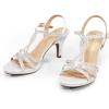 imageDREAM PAIRS Womens Fashion Stilettos Open Toe Pump Heel SandalsWhitesatin
