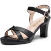 imageDREAM PAIRS Womens Chunky Heels Open Toe Ankle Strap Sparkly Heels Pump SandalsBlackpu