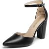 imageDREAM PAIRS Womens Coco High Heels Chunky Block Pumps Pointed Closed Toe Ankle Strap Dress ShoesBlackPu