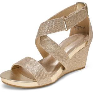 imageDREAM PAIRS Womens Ankle Strap Wedge Sandals Comfortable Open Toe Summer Dress ShoesGoldGlitter