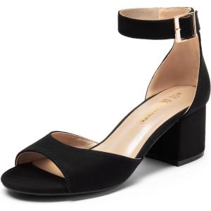 imageDREAM PAIRS Womens Chunkle Low Heel Pump Ankle Strap Dress SandalMatte Black