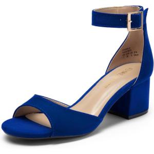 imageDREAM PAIRS Womens Chunkle Low Heel Pump Ankle Strap Dress SandalRoyal Blue