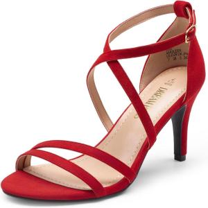 imageDREAM PAIRS Womens Gigi Fashion Stilettos Open Toe Pump Heel SandalsRedsuede