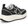 imageDREAM PAIRS Women Platform Chunky Lightweight Comfortable Casual Denim Fabric LaceUp Kay Walking Fashion SneakersBlackWhite