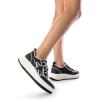 imageDREAM PAIRS Women Platform Chunky Lightweight Comfortable Casual Denim Fabric LaceUp Kay Walking Fashion SneakersBlackWhite