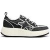 imageDREAM PAIRS Women Platform Chunky Lightweight Comfortable Casual Denim Fabric LaceUp Kay Walking Fashion SneakersBlackWhite