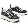 imageDREAM PAIRS Women Platform Chunky Lightweight Comfortable Casual Denim Fabric LaceUp Kay Walking Fashion SneakersBlackWhite