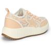 imageDREAM PAIRS Women Platform Chunky Lightweight Comfortable Casual Denim Fabric LaceUp Kay Walking Fashion SneakersPinkWhite