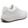 imageDREAM PAIRS Women Platform Chunky Lightweight Comfortable Casual Faux Leather LaceUp Dee Walking Fashion SneakersAll Whitepu
