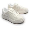 imageDREAM PAIRS Women Platform Chunky Lightweight Comfortable Casual Faux Leather LaceUp Dee Walking Fashion SneakersBeige