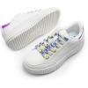 imageDREAM PAIRS Women Platform Chunky Lightweight Comfortable Casual Faux Leather LaceUp Dee Walking Fashion SneakersWhiteRainbowpu