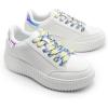 imageDREAM PAIRS Women Platform Chunky Lightweight Comfortable Casual Faux Leather LaceUp Dee Walking Fashion SneakersWhiteRainbowpu