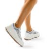 imageDREAM PAIRS Women Platform Chunky Lightweight Comfortable Casual LaceUp Sky Walking Fashion SneakersBlueBeigeWhite
