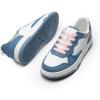 imageDREAM PAIRS Womens Walking Skateboard Shoes Sneakers Pu Leather Char Flat LowTop LaceUp Comfortable Casual Athletic NonSlip Running Fashion SneakersWhiteBlue