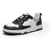 imageDREAM PAIRS Womens Walking Skateboard Shoes Sneakers Pu Leather Char Flat LowTop LaceUp Comfortable Casual Athletic NonSlip Running Fashion SneakersBlackWhite