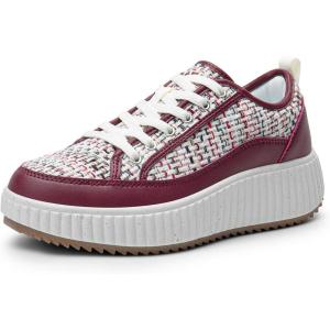 imageDREAM PAIRS Women Platform Chunky Lightweight Comfortable Casual LaceUp Sky Walking Fashion SneakersBurgundy