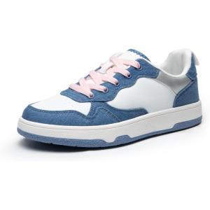 imageDREAM PAIRS Womens Walking Skateboard Shoes Sneakers Pu Leather Char Flat LowTop LaceUp Comfortable Casual Athletic NonSlip Running Fashion SneakersWhiteBlue