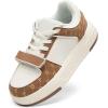 imageDREAM PAIRS Women Platform Chunky Sneakers Leather Oli Casual Fashion SneakerWhiteBrown