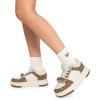 imageDREAM PAIRS Women Platform Chunky Sneakers Leather Oli Casual Fashion SneakerWhiteBrown