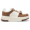 imageDREAM PAIRS Women Platform Chunky Sneakers Leather Oli Casual Fashion SneakerWhiteBrown