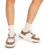 imageDREAM PAIRS Women Platform Chunky Sneakers Leather Oli Casual Fashion SneakerWhiteBrown