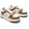 imageDREAM PAIRS Women Platform Chunky Sneakers Leather Oli Casual Fashion SneakerWhiteBrown